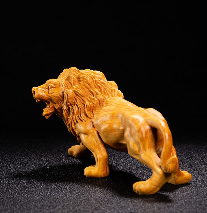 Wooden Lion Sculpture