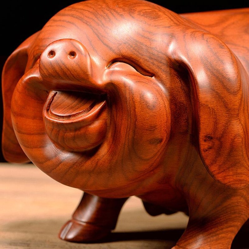 Wooden Pig Statue