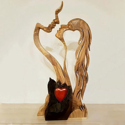 Wooden Couple Statue 